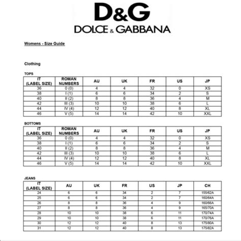 dolce & gabbana size chart|dolce models list.